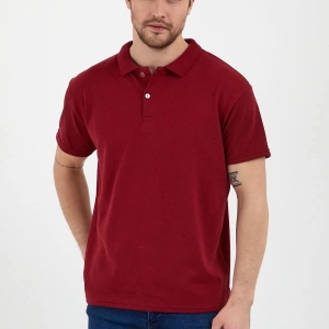 Bordo Dar/slim Fitt Polo Yaka Tshirt