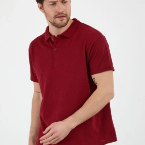 Bordo Dar/slim Fitt Polo Yaka Tshirt