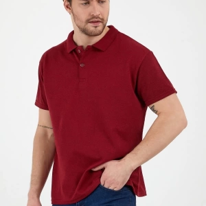 Bordo Dar/slim Fitt Polo Yaka Tshirt