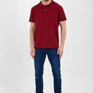 Bordo Dar/slim Fitt Polo Yaka Tshirt