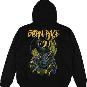 Born Race Siyah Oversize Unisex Kapüşonlu Sweatshirt Hoodie