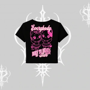 Born to Be a Star Yazılı Sevimli Kedi Arka Baskılı Babby Tee Tshirt