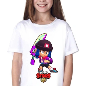 Brawl Stars Bibi Dijital Baskılı Beyaz T-shirt D05