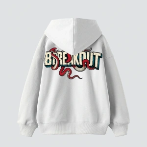 Breakout Baskılı Oversize Unisex Beyaz