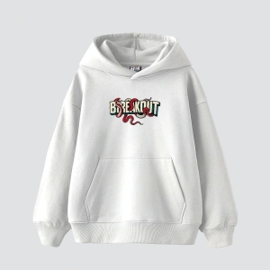 Breakout Baskılı Oversize Unisex Beyaz