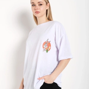 Bugs Bunny Baskılı Beyaz Oversize Tshırt