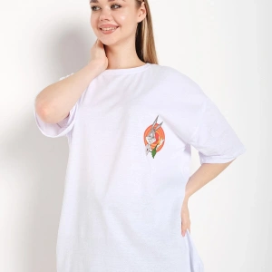 Bugs Bunny Baskılı Beyaz Oversize Tshırt
