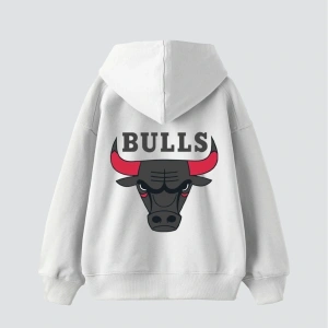 Bulls Baskılı Oversize Unisex Beyaz