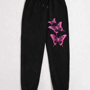 Butterfly Print Drawstring Waist 4 Mevsim Eşofman