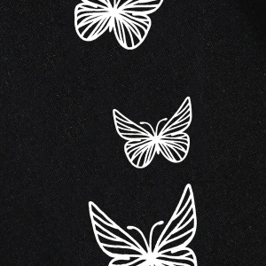 Butterfly Print Drawstring Waist 4 Mevsim Eşofman