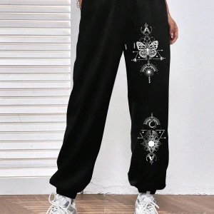 Butterfly Print Elastic Waist 4 Mevsim Eşofman