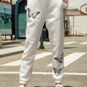 Butterfly Print Elastic Waist 4 Mevsim Eşofman