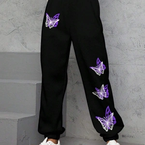 Butterfly Print Slant Pocket 4 Mevsim Eşofman