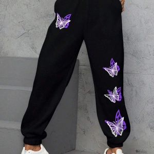 Butterfly Print Slant Pocket 4 Mevsim Eşofman