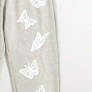 Butterfly Print Tie Waist 4 Mevsim Eşofman