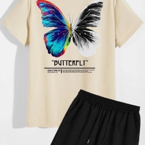 Butterfly Sırt Baskılı Şort T-shirt Eşofman Takımı BUTTERFLY