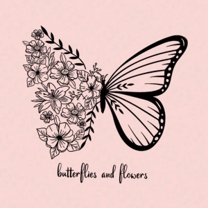 Butterfly & Slogan Graphic Drawstring Lined Hoodie Pembe