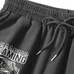 Butterfly & Slogan Graphic Drawstring Waist Şort