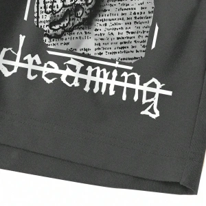 Butterfly & Slogan Graphic Drawstring Waist Şort