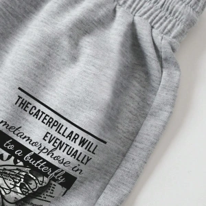 Butterfly & Slogan Graphic Drawstring Waist Şort