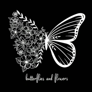 Butterfly & Slogan Graphic Kangaroo Pocket Drawstring Hoodie Siyah