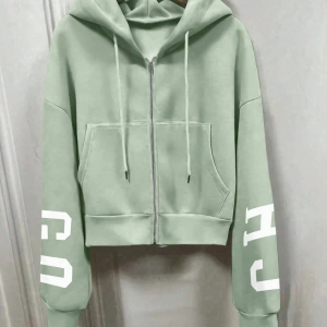 Büyük Beden Bol Günlük Kapüşonlu Fermuarlı Harf Baskılı Sweatshirt Model 5146