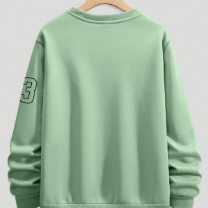 Büyük Beden Erkek Günlük Harf ve Rakam Baskılı Sweatshirt, İlkbahar