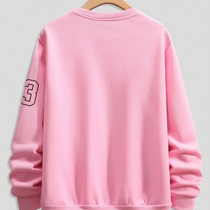 Büyük Beden Erkek Günlük Harf ve Rakam Baskılı Sweatshirt, İlkbahar