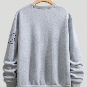 Büyük Beden Erkek Günlük Harf ve Rakam Baskılı Sweatshirt, İlkbahar