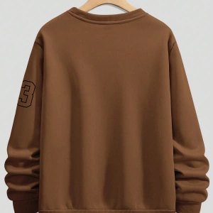 Büyük Beden Erkek Günlük Harf ve Rakam Baskılı Sweatshirt, İlkbahar