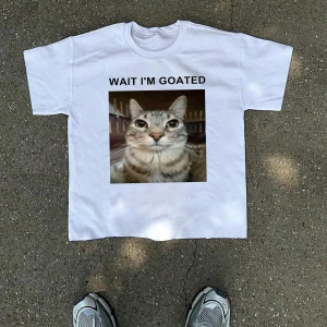 Büyük Beden Erkek Günlük Kedi Slogan Baskılı Tişört Yaz İçin