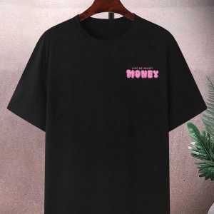 Büyük Beden Erkek Mürettebat Yaka Kısa Kollu Harfli Grafik Baskılı Moda Gü