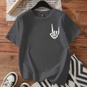 Büyük Beden Fiyonk Logo Baskılı Rahat Minimalist Desen Yuvarlak Yaka Kısa Kollu Tişö