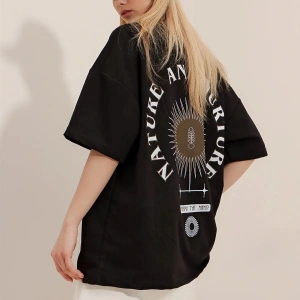 Büyük Beden Kadın Nature & Nurture Baskılı Oversize Pamuklu