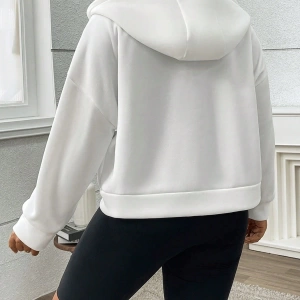 Büyük Beden Kadın Numara Baskılı Uzun Kollu Fermuarlı Kapüşonlu Sweatshirt, Sonbahar/K Model 5185