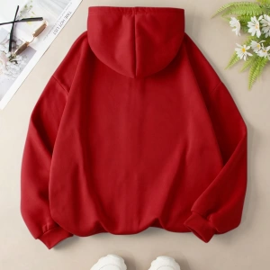 Büyük Beden Kapüşonlu Sweatshirt Harf Baskılı ve Bağcıklı Model 5174
