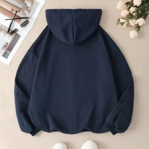 Büyük Beden Kapüşonlu Sweatshirt Harf Baskılı ve Bağcıklı Model 5174