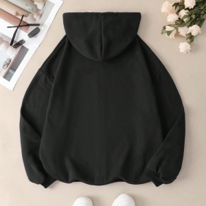 Büyük Beden Kapüşonlu Sweatshirt Harf Baskılı ve Bağcıklı Model 5174