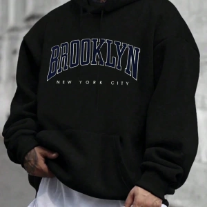 Büyük Boy Erkek Mektup Baskılı Bağcıklı Kapüşonlu Sweatshirt