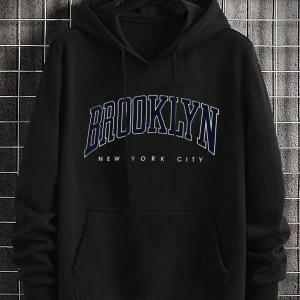 Büyük Boy Erkek Mektup Baskılı Bağcıklı Kapüşonlu Sweatshirt