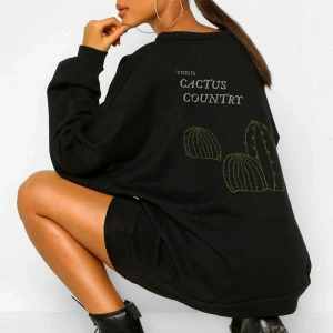 Cactus Oversize Siyah Sweatshirt Tarzsokak58