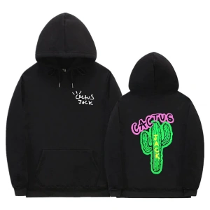Cactus Oversıze Sweatshirt Hoodie Siyah