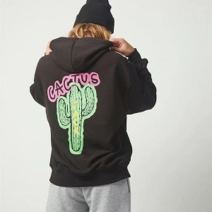 Cactus Oversıze Sweatshirt Hoodie Siyah Siyah