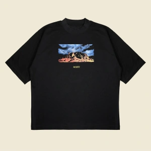 Cactusj Rodeo Baskılı Oversize Unisex Pamuklu Nefes Alan Kalın Kumaşlı