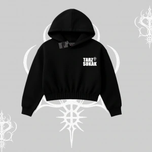 Cafe - Butik - Galeri vb işyerlerine  Kadın Kapşonlu Crop  Sweatshirt