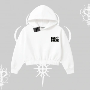 Cafe - Butik - Galeri vb işyerlerine  Kadın Kapşonlu Crop  Sweatshirt