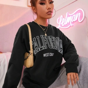 Calıfornia Özel Seri Oversize Bisiklet Yaka Pamuklu Sweatshirt Siyah