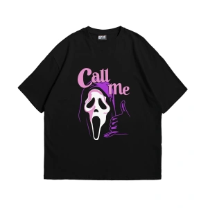 Call Me Baskılı Oversize Unisex Siyah