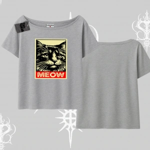 Candyland Yazılı Sevimli Kedi Baskılı Kapşonlu Crop Sweatshirt