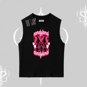 Candyland Yazılı Sevimli Kedi Baskılı Oversize Tshirt